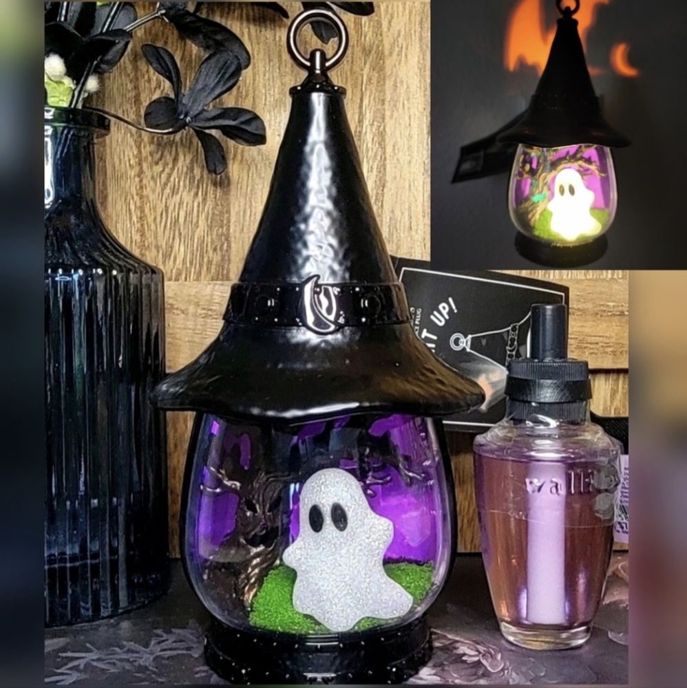 B&BW 🧙‍♀️👻🌲 Spooky Scene Witch Hat & Ghost Wallflower Plug & Refill HALLOWEEN